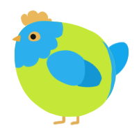 A lime and sky chicken with a head pattern
