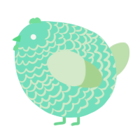 A mint and gluppy chicken with a lace pattern