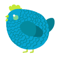A cerulean and sea chicken with a lace pattern