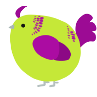 A lime and plum chicken with a neck-band pattern