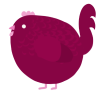 A maroon chicken with a half-lace pattern