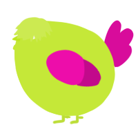 A lime and fuchsia chicken