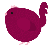 A maroon chicken with a lace pattern