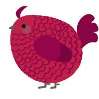 A crimson and maroon chicken with a lace pattern
