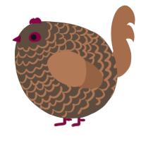 A bark and brown chicken with a lace pattern