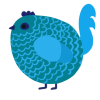 A sea and sky chicken with a lace pattern
