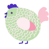 A gluppy and rose chicken with a lace pattern