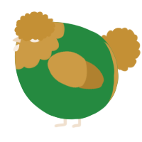 A viridian and gold chicken with a head pattern