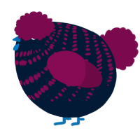 A tumblr and wine chicken with a bar pattern