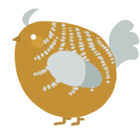 A gold and silver chicken with a half-bar pattern