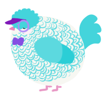 A white and aqua chicken with a double-lace pattern