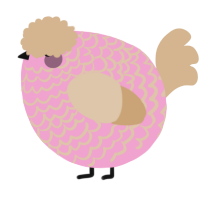 A pink and beige chicken with a lace pattern