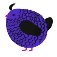 A indigo and black chicken with a lace pattern