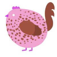 A pink and russet chicken with a speckle pattern