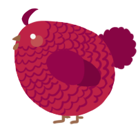 A crimson and maroon chicken with a lace pattern