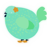 A mint and spring chicken with a speckle pattern