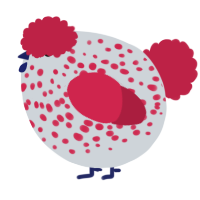 A mist and crimson chicken with a speckle pattern