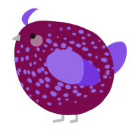 A wine and blurple chicken with a speckle pattern