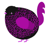 A black and plum chicken with a double-lace pattern