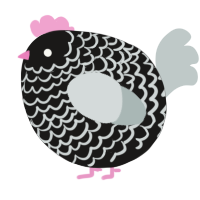 A sable and silver chicken with a lace pattern
