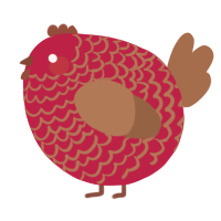 A crimson and brown chicken with a lace pattern