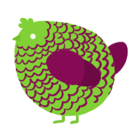 A grass and wine chicken with a lace pattern