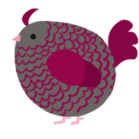 A grey and maroon chicken with a lace pattern