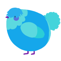 A sky and aqua chicken with a head pattern