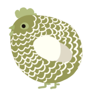 A chartreuse and silver chicken with a lace pattern