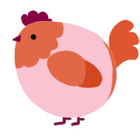 A rose and vermilion chicken with a head pattern