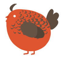 A vermilion and bark chicken with a half-lace pattern