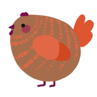 A brown and vermilion chicken with a bar pattern