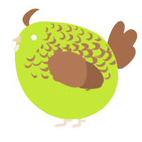 A lime and brown chicken with a half-lace pattern