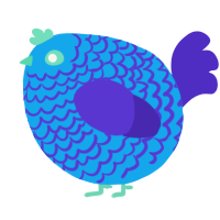 A sky and indigo chicken with a lace pattern