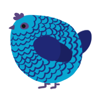 A cerulean and navy chicken with a lace pattern