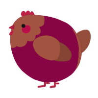 A maroon and russet chicken with a head pattern