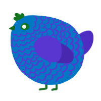 A sapphire and indigo chicken with a lace pattern