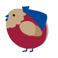 A crimson and beige chicken with a head pattern