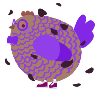 A brown and violet chicken with a lace pattern