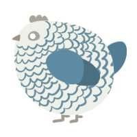 A gluppy and sapphire chicken with a lace pattern
