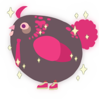 A overcast and fuchsia chicken with a neck-speckle pattern