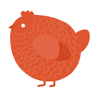 A vermilion chicken with a lace pattern