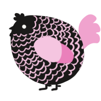A sable and pink chicken with a lace pattern