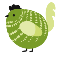 A chartreuse and lemon chicken with a bar pattern