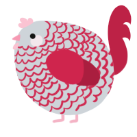 A mist and crimson chicken with a lace pattern