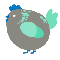 A ash and mint chicken with a neck-speckle pattern