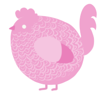 A pink chicken with a double-lace pattern