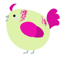 A apple and fuchsia chicken with a neck-band pattern