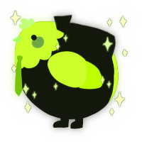 A black and lime chicken with a head pattern