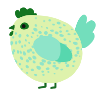 A apple and mint chicken with a speckle pattern